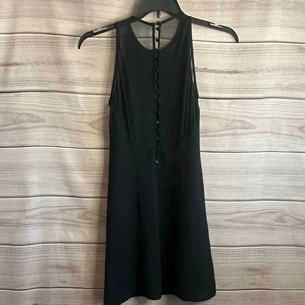Ann Taylor Black Sleeveless Button Back Fit and Flare‎ Knee Length Dress Sz 10 - Picture 5 of 7